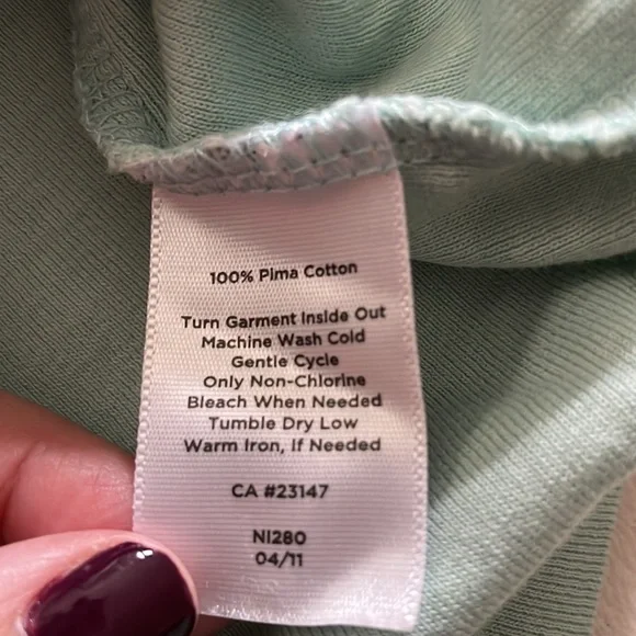 Talbots Pima Cotton Sage Greenish-Blue Long Sleeve Top - Picture 6 of 6